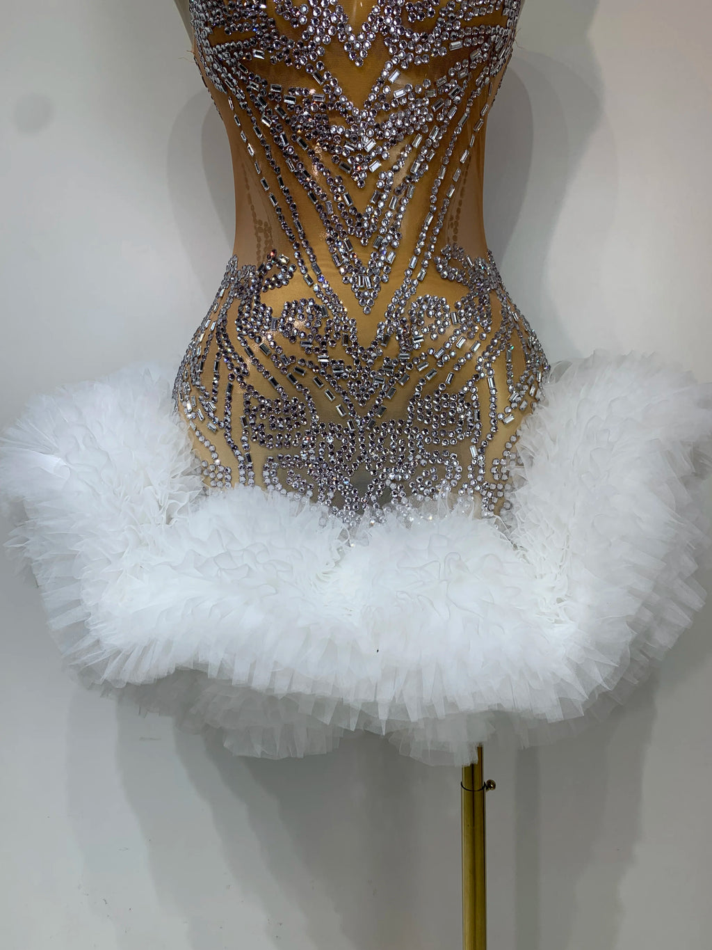 Luxury Women Sexy Sparkly Rhinestone Sleeveless Mesh See Through Bodycon Mini Birthday Dress Evening Party Performance Costume