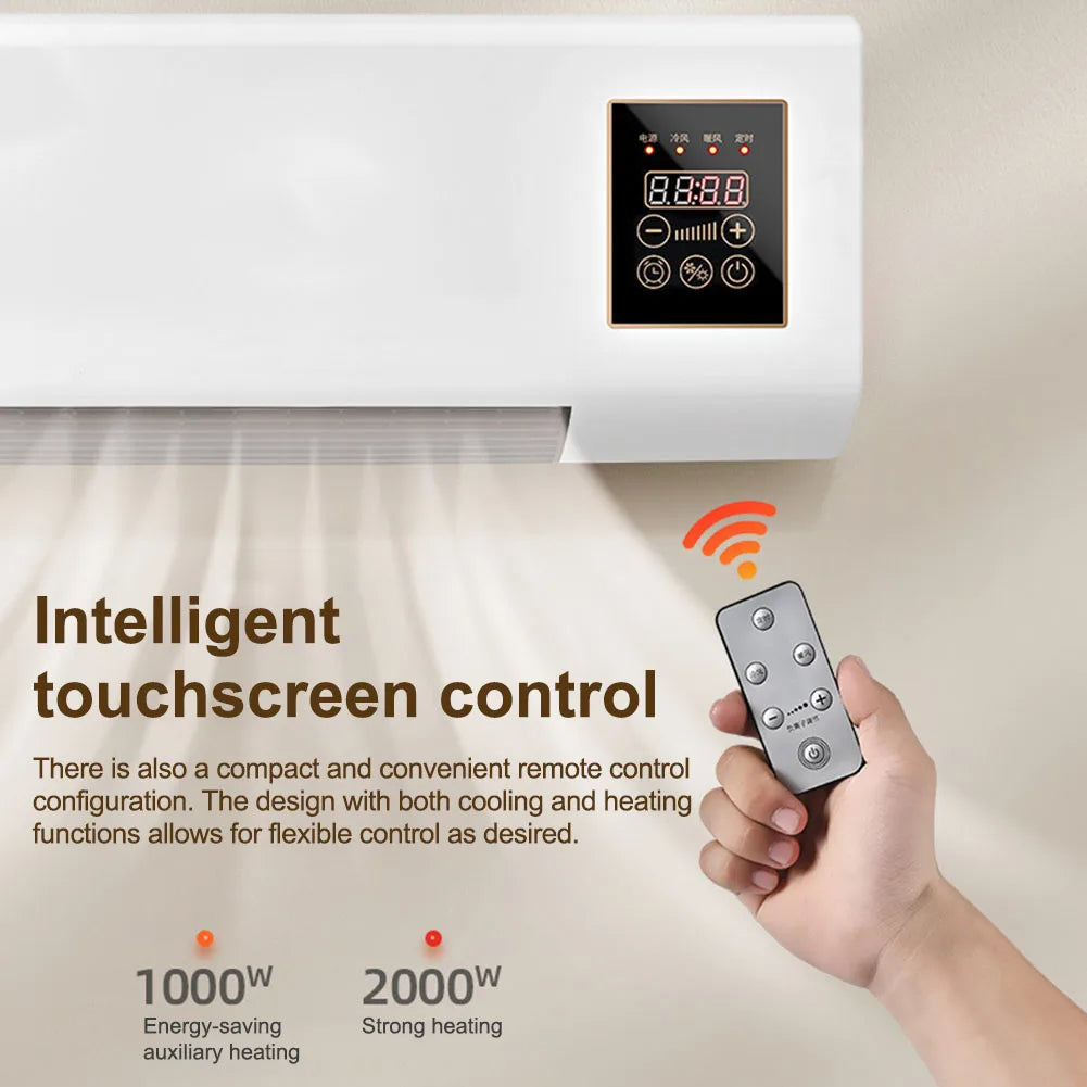 2 in 1 Portable Air Conditioner Heater Wall Mounted Ductless Cooling Heating Fan No Outdoor Unit Mini AC for Home Room RV