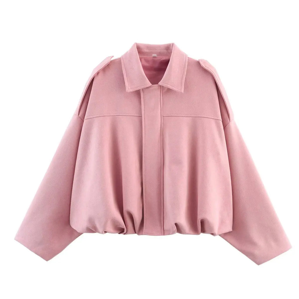 2026 Women's Bomber Jacket Lapel Long Sleeve Zipper Suede Jacket Women New High Street Cropped Racing Jackets Coats Outerwears