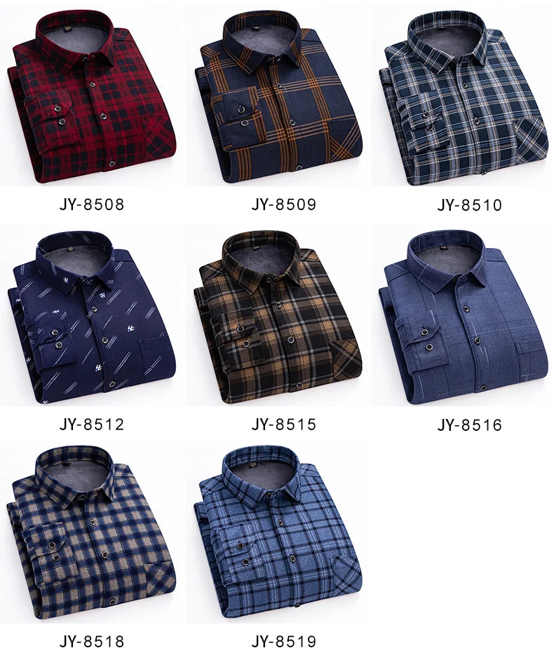 New men's double-sided fleece warm long-sleeved shirt, thickened for winter, cold-resistant, street trend business casual