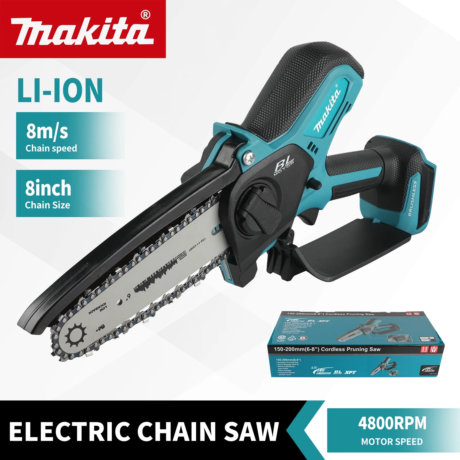 Makita 18V Cordless Chainsaw for Woodworking with Small Handheld Electric 6-inch Logging Sawzall Mini Portable Chainsaw