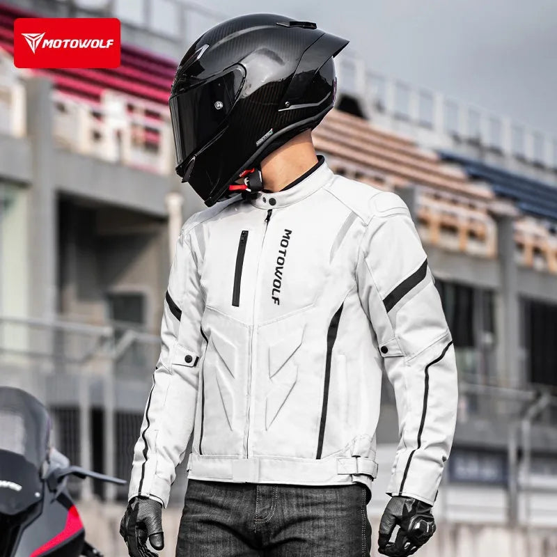 MOTOWOLF Men Motorcycle Riding Jacket Removable Waterproof Thermal Liner Windproof Anti‑Fall Motorbike Touring Racing Coat