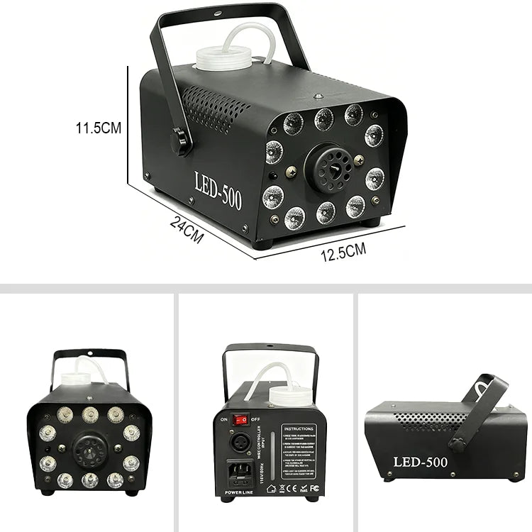 500W Fog Machine Portable Wireless Remote Smoke Fogger 5m Spray Range 0.25L Tank Halloween Christmas Wedding DJ Party Stage Show