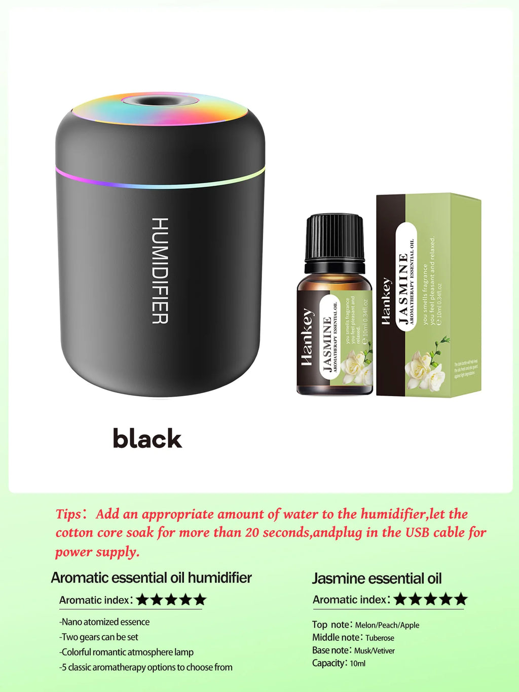 180ML Mini Air Humidifier USB Electric Aroma Diffuser Essential Oil Purifier Aromatherapy Mist Maker Lights For Car Home Bedroom