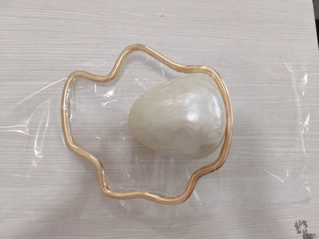 Egg Shape Acrylic Iron Box Handbag,Women Irregular Metal Frame Evening Bag,Luxury Wedding Elegant Party White Clutch Purse