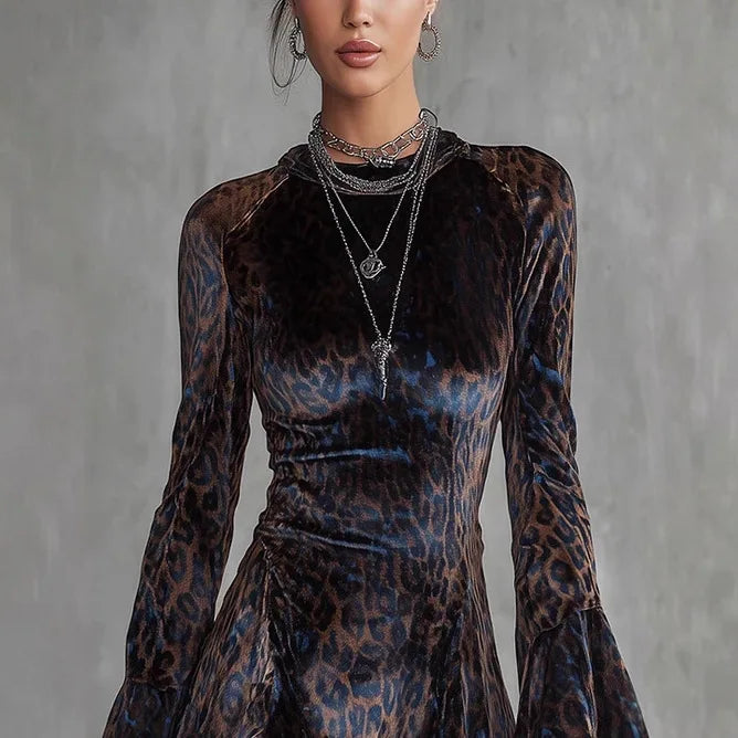 Fashion Mini Dress Women O Neck Retro Flare Sleeve Elegant Party Dress 2026 Vintage Simple Slim Fit Ladies Dress Vestidos