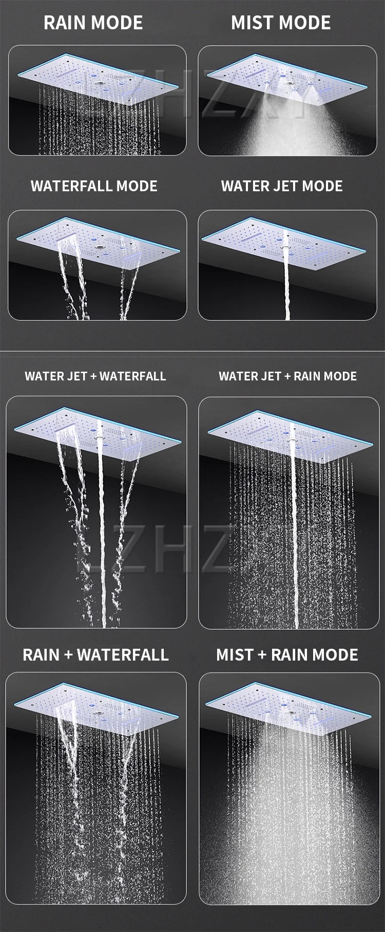 Built in Concealed Shower Wall Mounted Hidden Pre Embedded Overhead Rain Shower Head with Music
