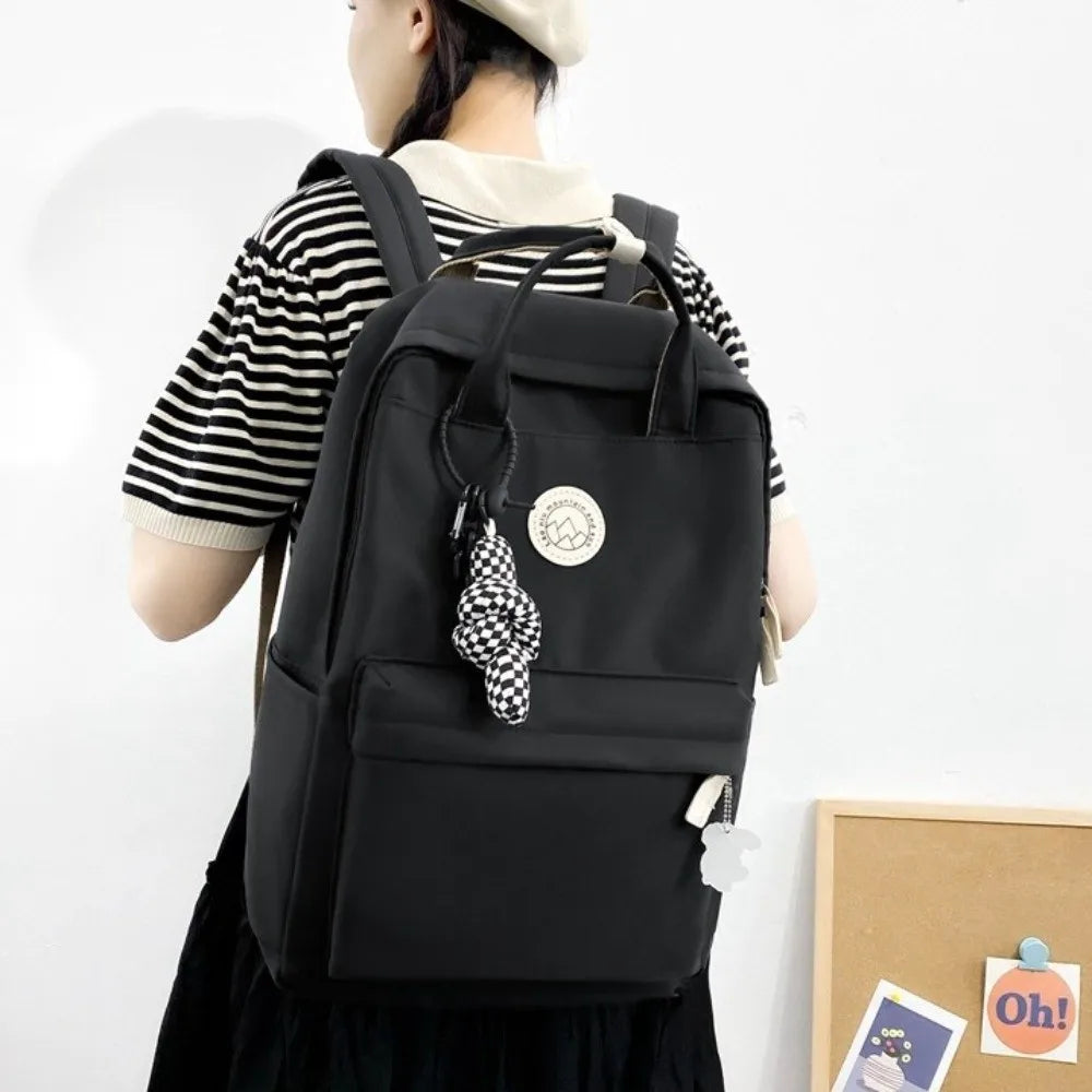 Lightweight Waterproof Women Backpack Large Capacity Solid Color Travel Backpack Nylon Ergonomic Laptop Book Bag For Teenagers