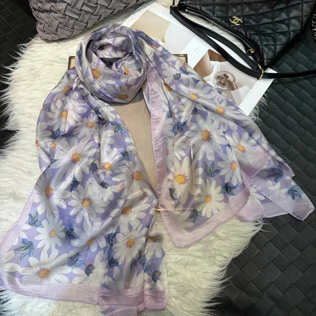 BYSIFA| Ultralarge Spring Fall 100% Mulberry Silk Scarf Beach Wrap Brand Female Long Scarves New Red Floral Silk Scarf Shawl