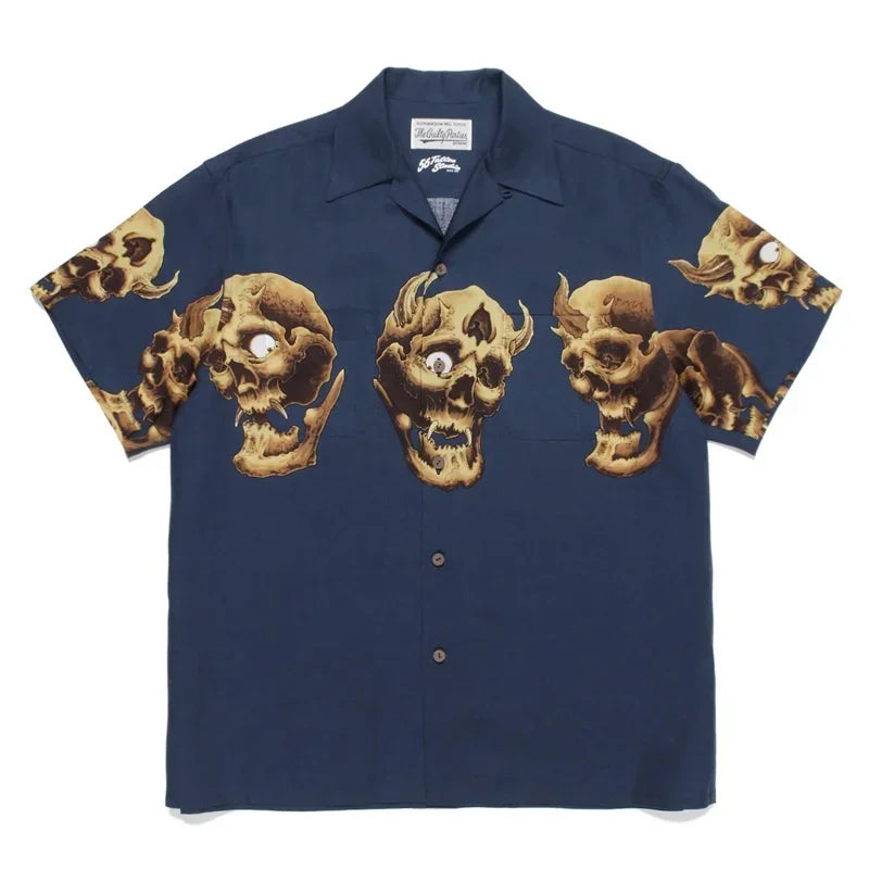 Classics 2025 WACKO MARIA Shirt Photo Print Vintage Men's And Women's Loose Hawaiian WACKO MARIA Short Sleeve Shirt T-Shirts