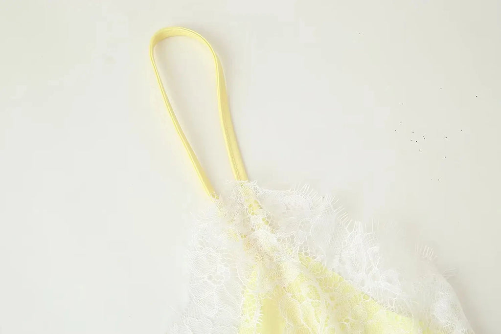 HH Female Summer Fashion Lace Splicing Dresses Solid Sleeveless Asymmetry Backless Slim Women's Sexy Party Sling Mini Dress