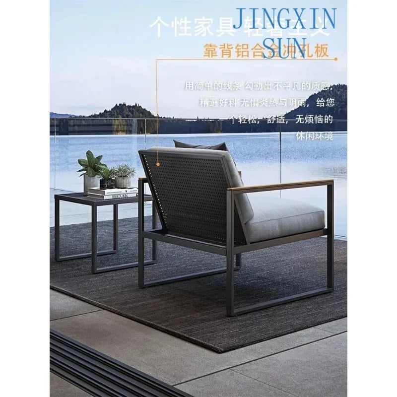 Outdoor leisure iron sofa, courtyard garden villa, hotel, waterproof and sunscreen aluminum alloy sofa