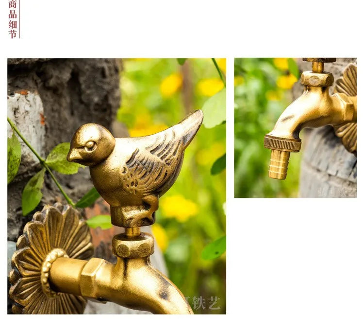 Bathroom Garden Faucet Antique Brass Kindergarden Wall Mount Animal Cold Water Faucet Basin Faucet