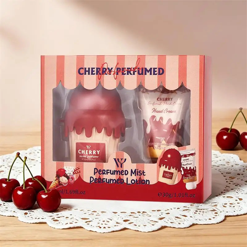 Ice Cream Gourmet Perfume Hand Cream Set Sweet Fruity Fragrance Long-lasting Vanilla Chocolate Cherry Scent Gift Box Packaging