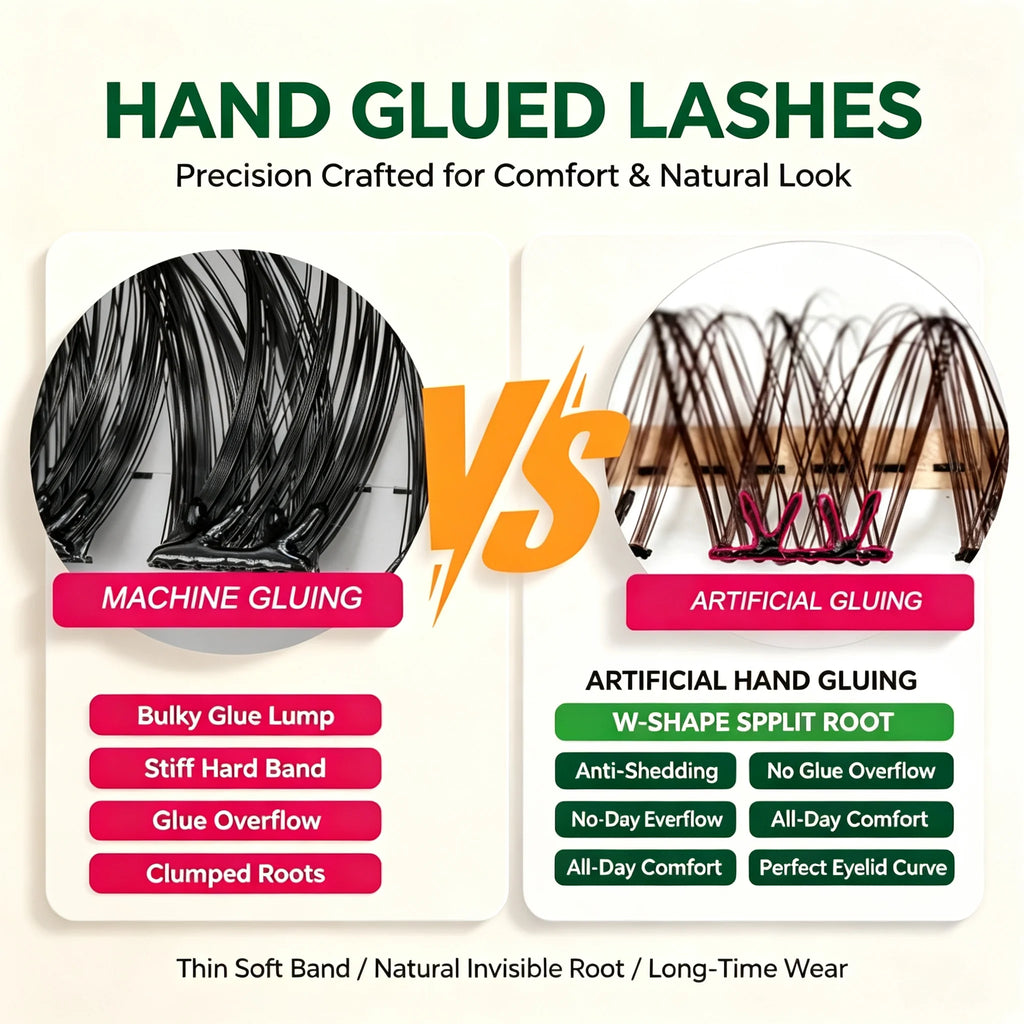 Press On Lash Clusters Self Adhesive Eyelashes Pre-Glued Cluster Lashes Self Stick Eyelash Clusters Pre-Bond DIY Lash Reusable