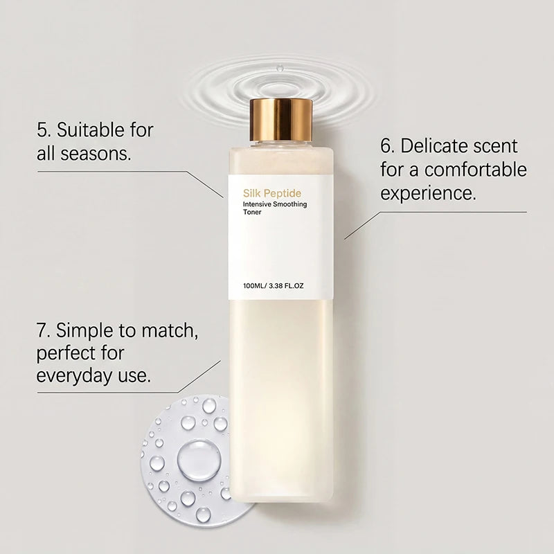 Korean Silk Peptide Facial Essence Toner Relieve Skin Sensitivity Dryness Quick Absorb Non-greasy Hydrating Lock Skin Moisture