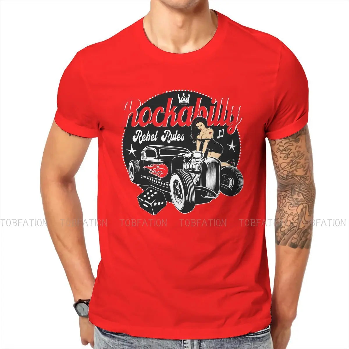 Rockabilly Music Hot Rod Sock Hop Dance Vintage Rock and Roll Essential T Shirt Vintage Cotton Men Tees Harajuku Crewneck TShirt