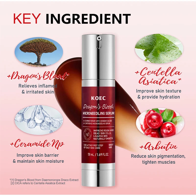 Centella Asiatica Microneedle Serum Deep Hydration Soothing Dragon Blood Serum Firm Brighten Repairing Facial Essence