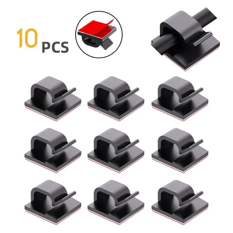 10/20/50PCS Cable Organizer Clips Wire Winder Holder Earphone Mouse Cord Clip Protector USB Cable Management Clips Wire Manager