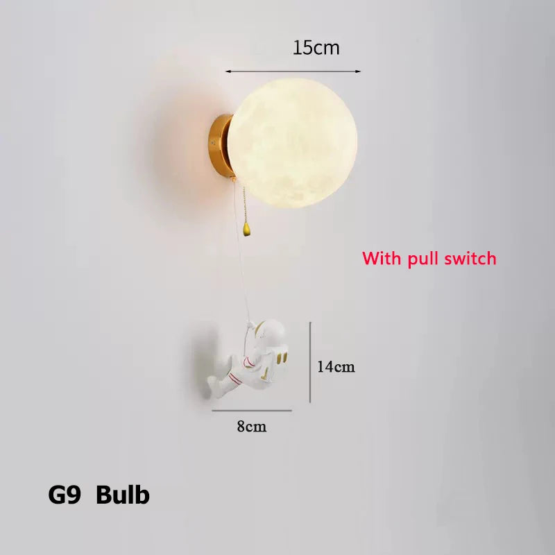 New Design Home Decoration Wall Lamp PLA Material 3D Print Lampshade Sconce Light Astronaut Climbing Moon Style Children Lustres