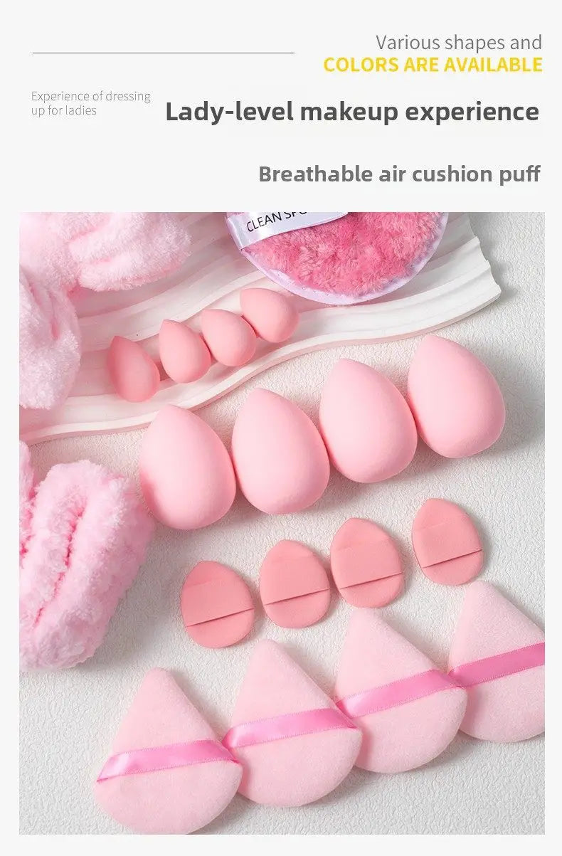 33Pcs Full Makeup Tool Kit, 13 Brushes + Sponges + Finger Puffs + Headband for Face Eye Makeup Daily Touch Ups Travel Kit
