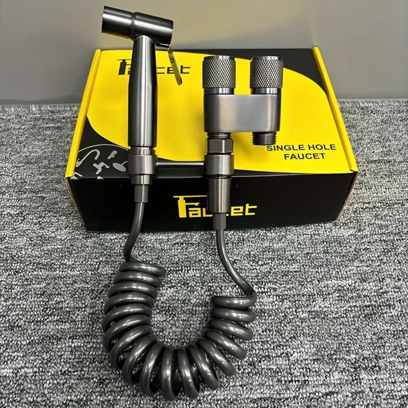 Wall mounted double outlet toilet spray, matching stainless steel wire drawing and polishing design, G1/2 thread, no power