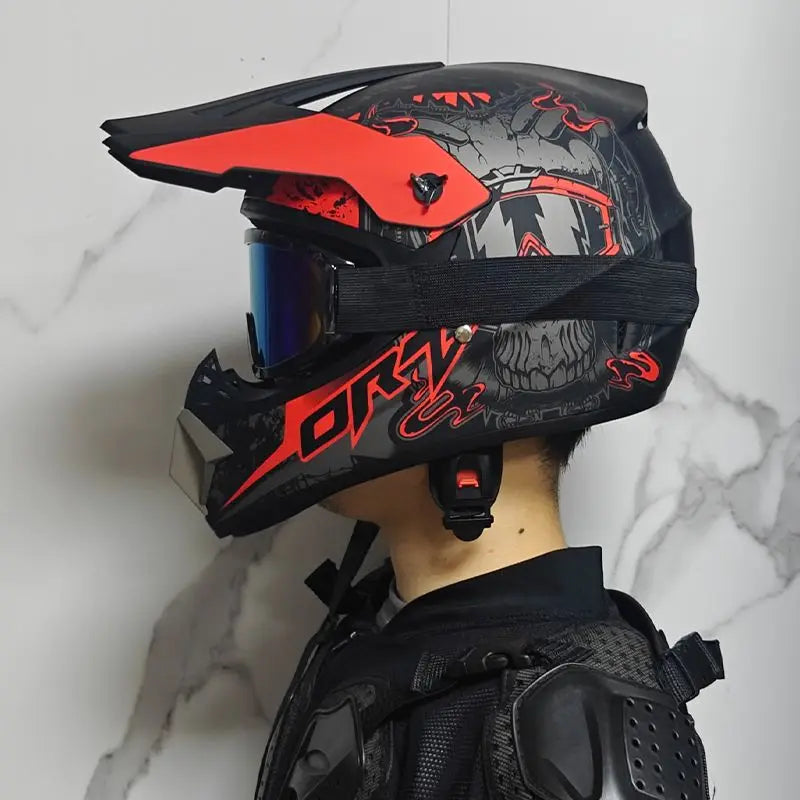 ORZ-Motocross Helmet Off Road Dirt Bike ATV MX Racing Helmet DOT Approved for Adults