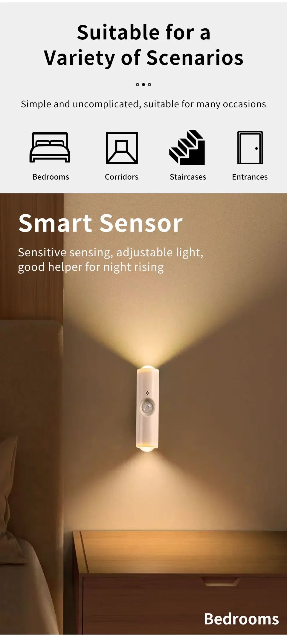 Motion Sensor Wall Light Magnetic LED Wireless Wall Sunset Lamp Rechargeable Spotlight Bedroom Hallway Stairs Living Room Decor