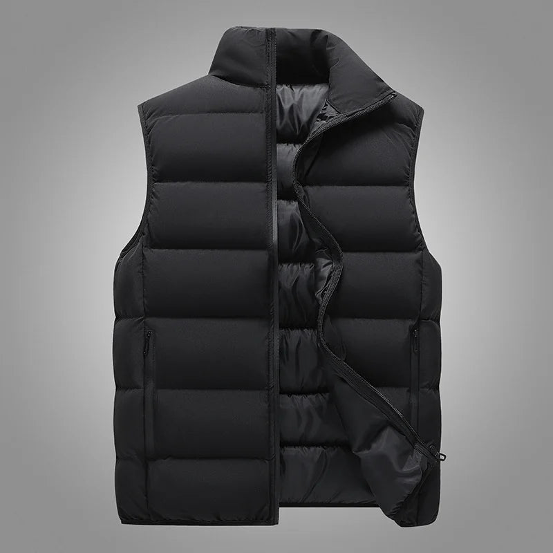 Male Stand Up Collar Vest Men Fashionable and Casual Waistcoats Thick New Vest for Autumn and Winter Men Cool and Warm Clothes