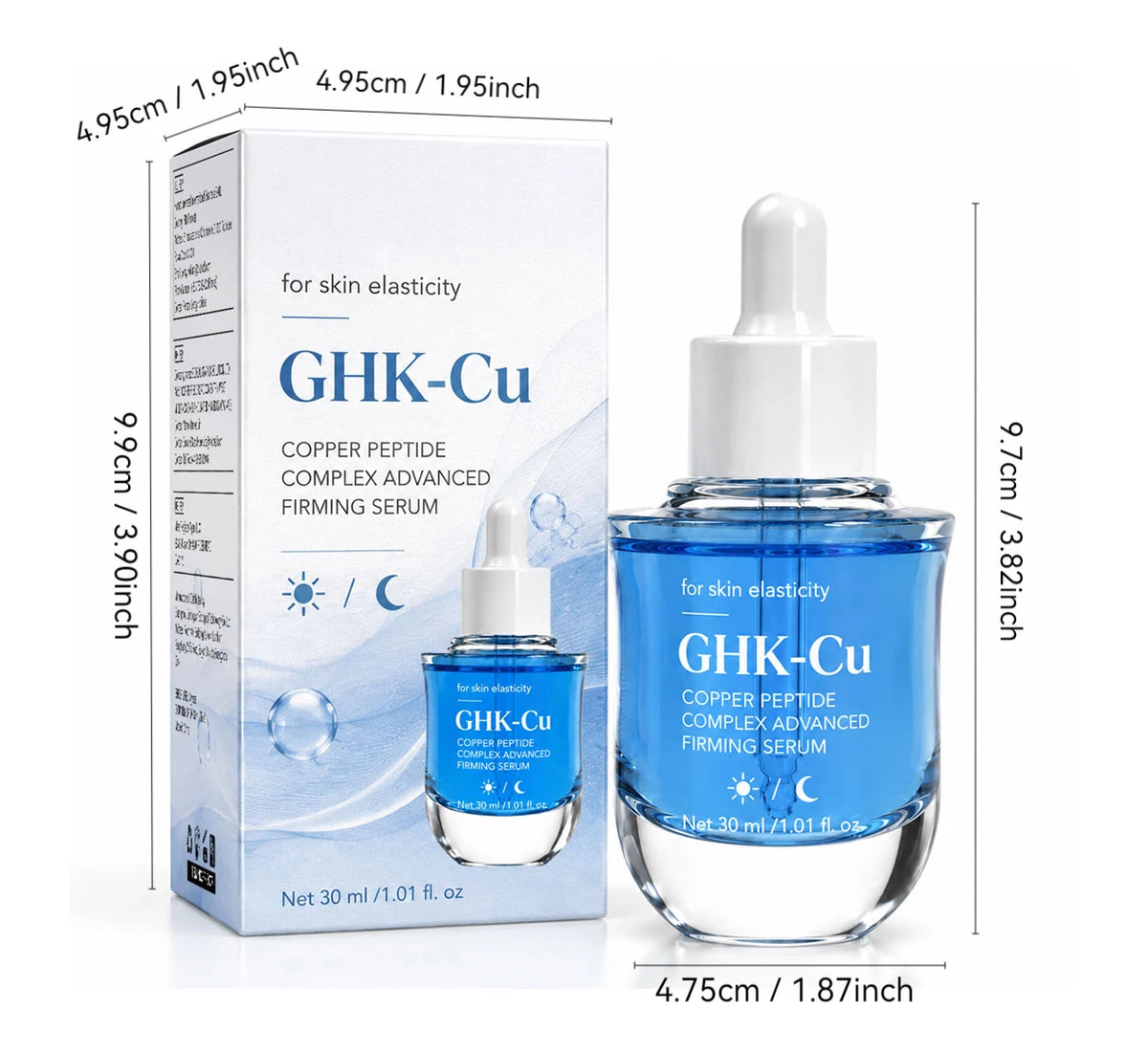 GHK-Cu Copper Peptide Essence, a Premium Firming Facial Serum, Improves Skin Elasticity and Firmness, Deeply Hydrates and Moistu
