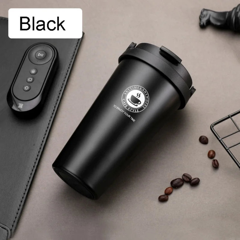 New American Simple Coffee Cup Portable Office Large-capacity Double-layer Vacuum Thermos Cup with Rope Seamless Lined Mug