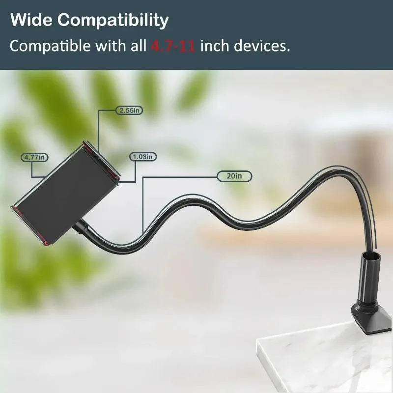 360° Flexible Gooseneck Phone Tablet Stand Adjustable Lazy Bed Mount Clip For Smartphones Tablets