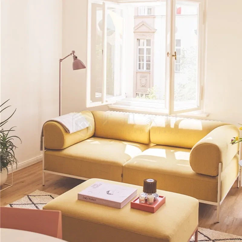 F1 minimalist small apartment metal fabric light luxury modern living room exhibition hall complete sofa