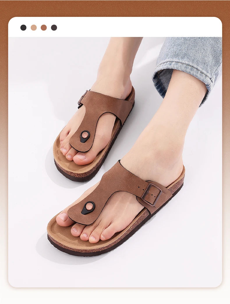 Crestar Womens Mens Sandals Fashion Adjustable Buckle Cork Footbed Slides Outdoor Beach Sliipers with Comfortable Arch Support