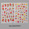 2/4pcs 5D Laser Autumn Bird Decals Fall Embossed Maple Leaves Squirrel Nail Sticker Fruits Flower Engraved Charm Manicure Decor