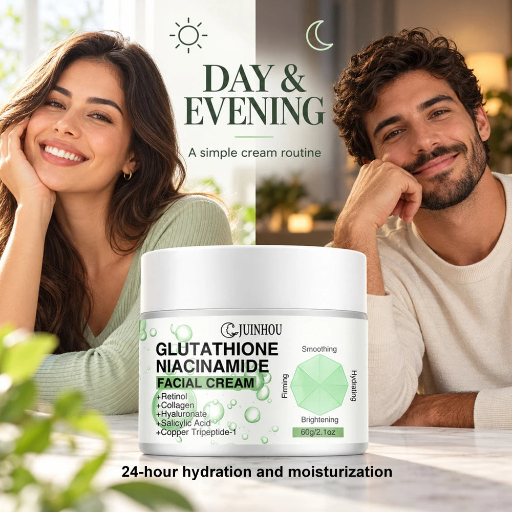 JUINHOU Face Cream Glutathione Niacinamide Moisturizer Evens Skin Tone Reduce Dullness Dark Spots Daily Facial Skin Care