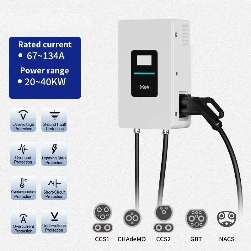 Customized 20kW 30kW 40kW CCS2  DC Fast EV Charger Floor-standing Commercial Electric Vehicle Charging Station