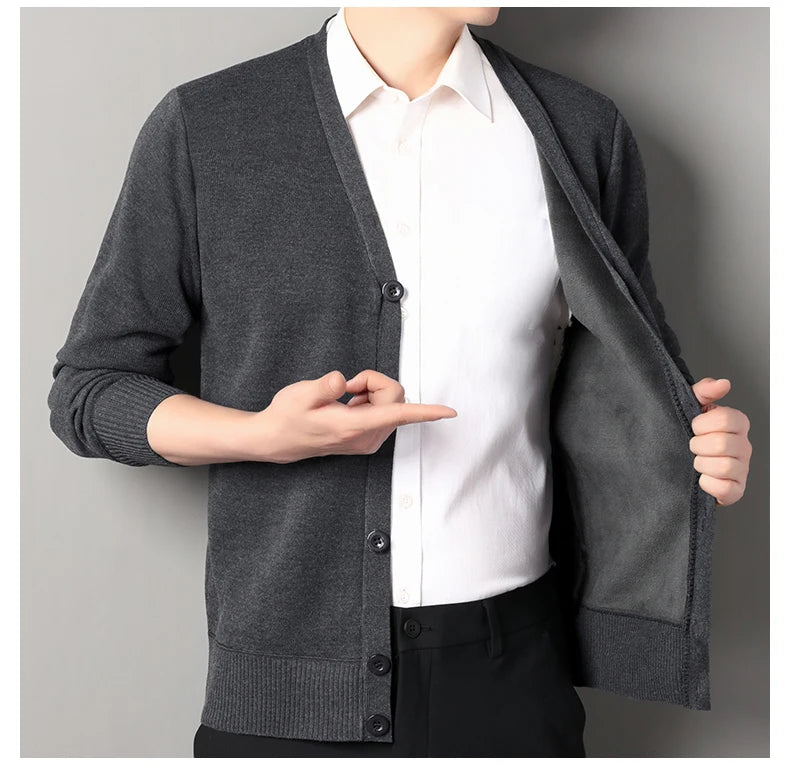 Men's Smart Casual Cardigan V-neck Sweater Men's Autumn Winter Clothes Button Knit Cardigans Mens Knitting Sweaters Outwear