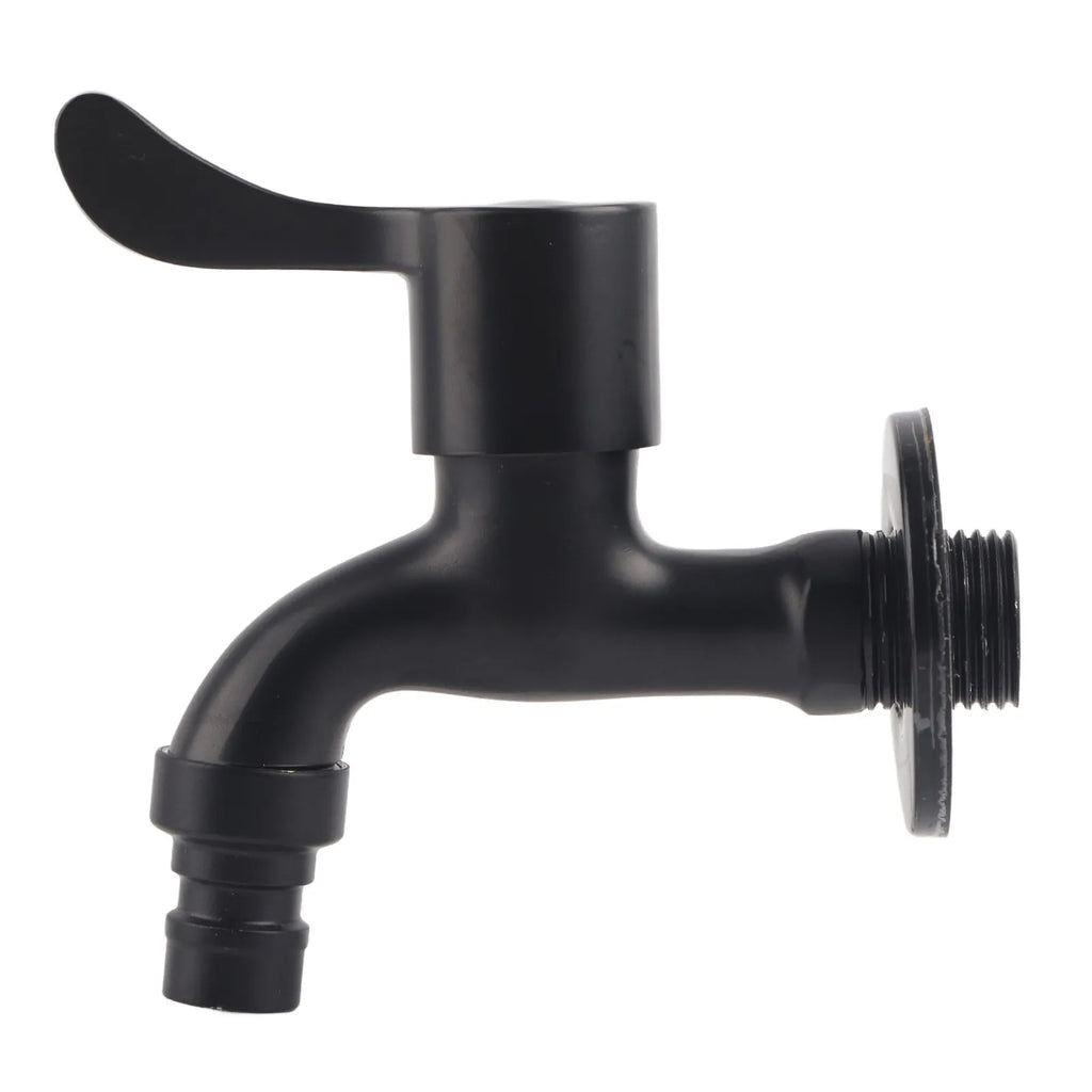 Stainless Steel Wall Mount Tap Garden Water Faucet Black for Washing Machine Laundry Cleaning Wall Mount Toilet Mop Faucet