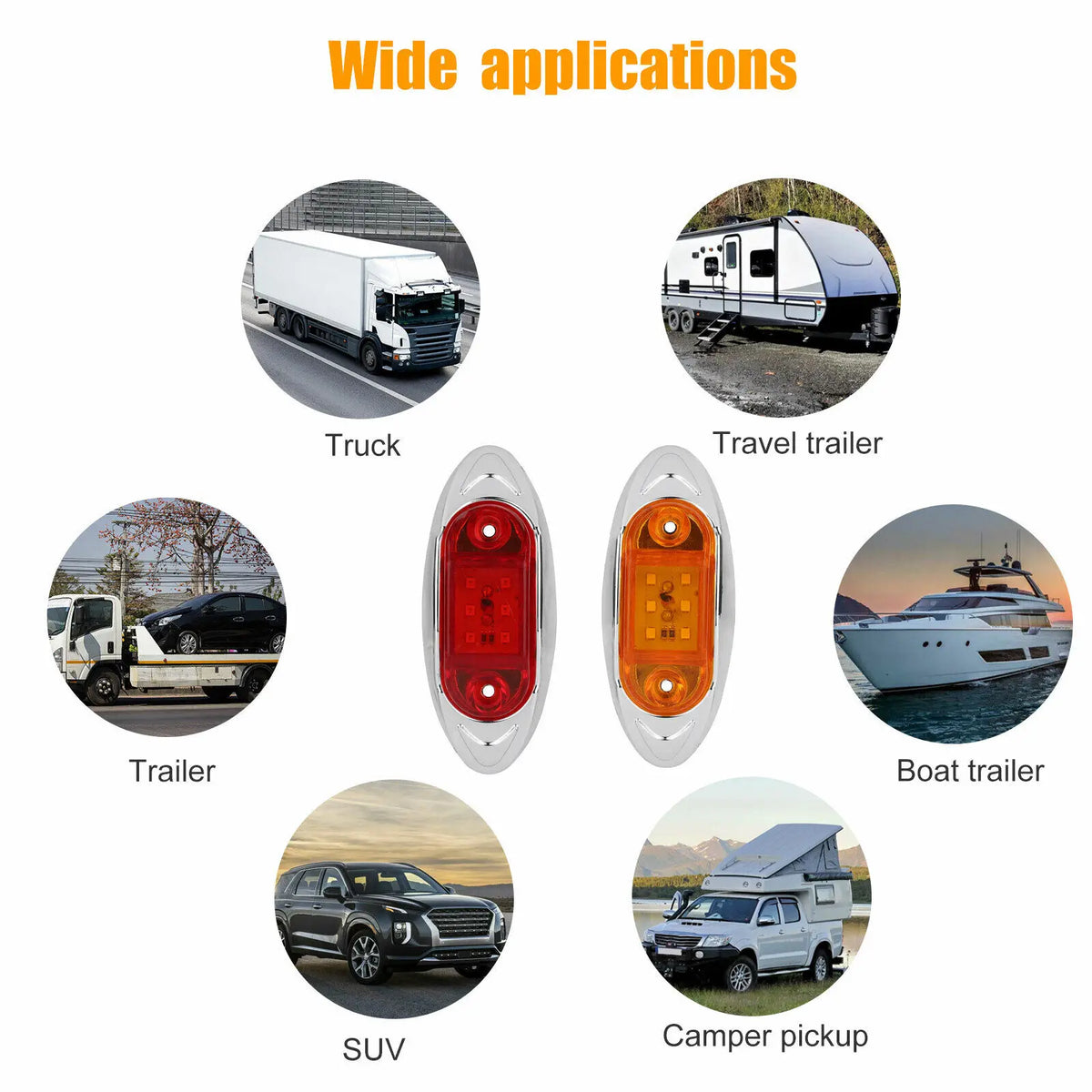 10PCS Universal LED Clearance and Side Marker Lights Piranha styling for Trucks Trailers Boats Cars Bus 12-24V Tail Indicators