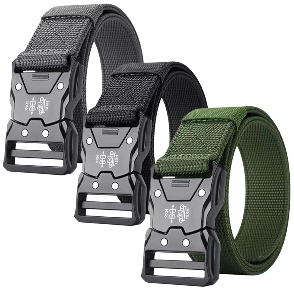 Genuine Tactical Belt Men's Quick Release Nylon Military Belt Automatic Buckle Real Soft Outdoor Sports Pants Jeans Waist Belt