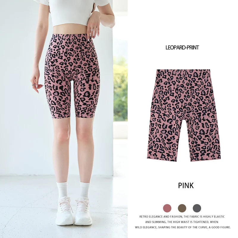 BIVIGAOS Summer Fashion Trend Leopard Print Cycling Shorts Women High Waist Tight Sexy Sport Short Leggings Fitness Biker Shorts