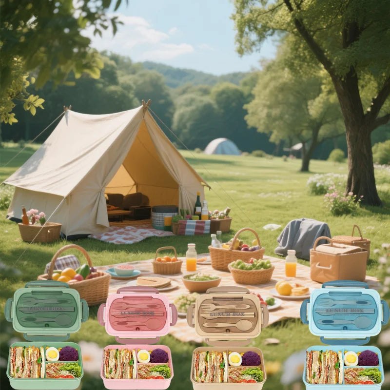3pcs/1pc Bento Box Adult Lunch Box, Containers For Adults Men Women With 3 Compartments, Lunchable Food Container Back To School