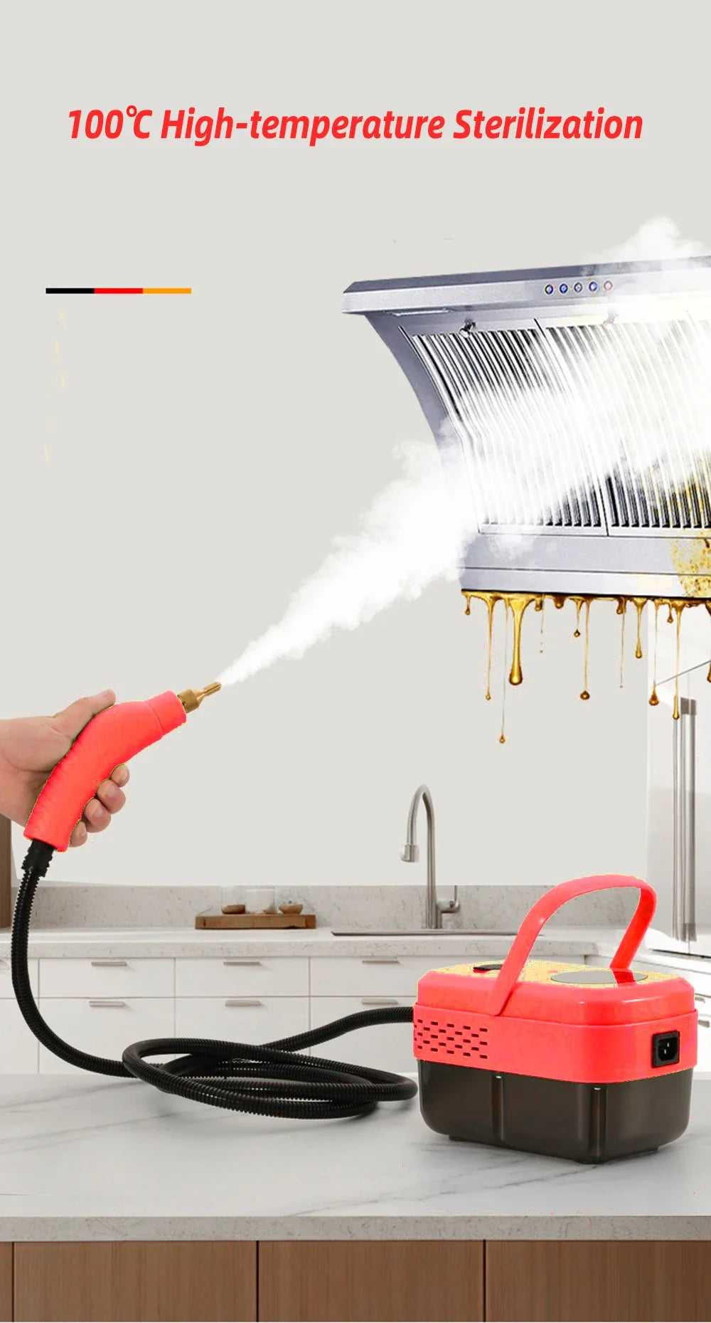 2500W High And Temperature Handheld Steam Cleaners Air Conditioner Kitchen Hood Car Steam Clean Machine Floor and More Cleaning