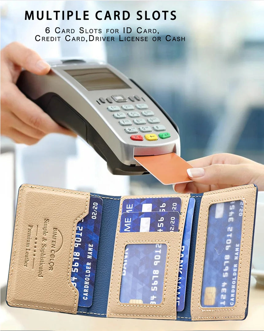 Suitable for IPhone 16 Three Fold Magnetic Wallet Card Holder, Magnetic Wallet Back Suction Universal Mobile Phone Card Bag