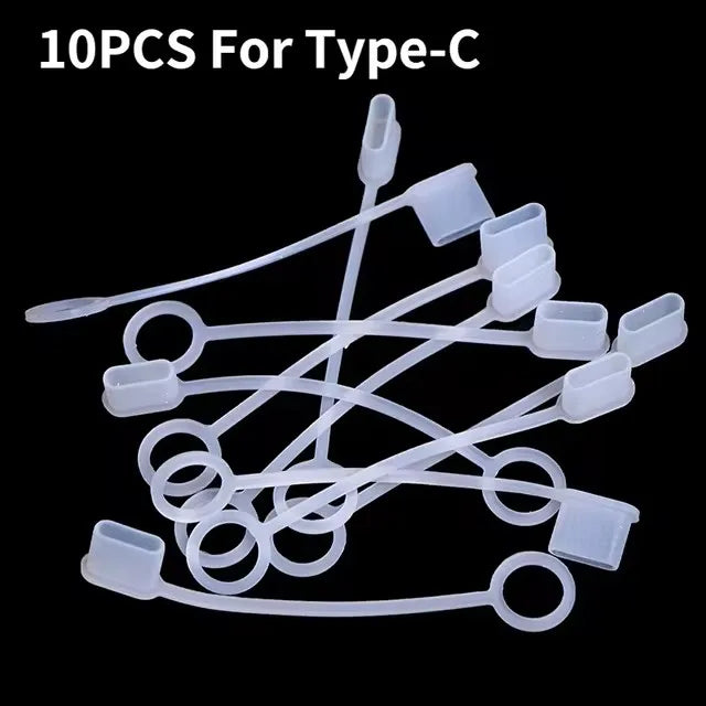 Type-C Charging Port Transparent Dust Plug With Rope Anti-Lost Dustproof Protector Cap Stopper Data Cable USB Type C Clear Cover