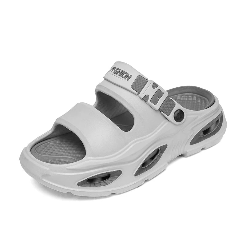 Summer New Style Men's Simple Hollow-Out Dual-Wear Beach Flip-Flops, Sizes 38-45, Thick-Soled Drainage Eva Sandals