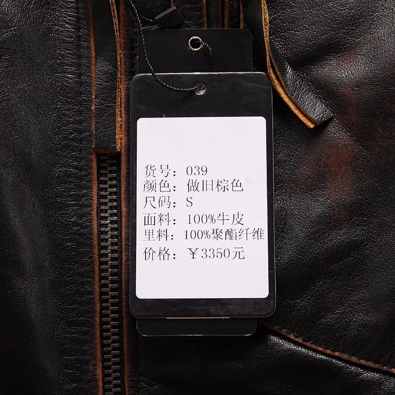 Vintage Black Winter Leather Jacket Men Retro Style Plus Size 5XK Natural Thick Cowhide Diagonal Zipper Genuine Leather Coat