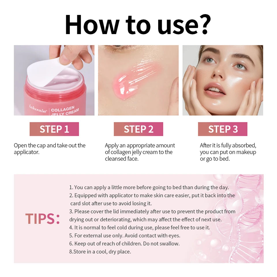 100g Collagen Jelly Cream Hydrolyzed Collagen Soft Moist Jelly Essence Shrinks Pores Moisturizing Smooth Skin Care Products
