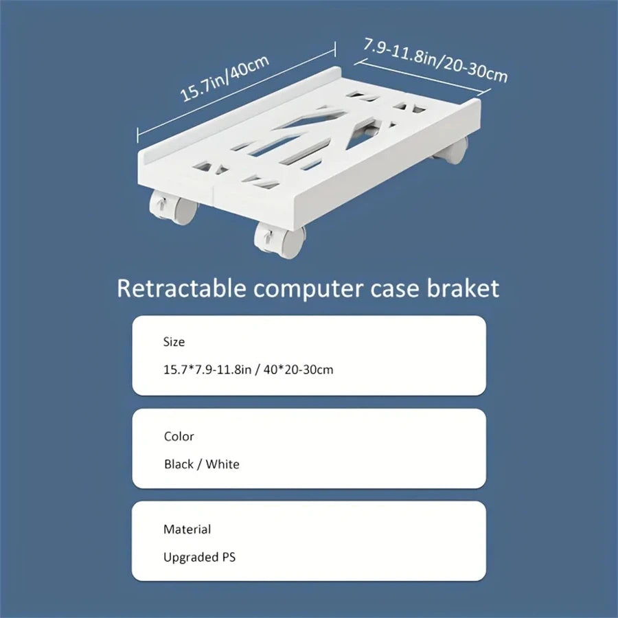 Adjustable Mobile CPU Stand Heavy-Duty PC Tower Stand With 4 Caster Wheels Ventilated Under Desk CPU Holder PC Floor Cart